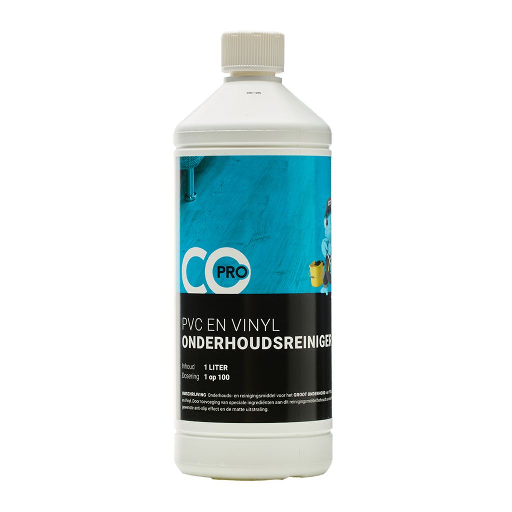 Co-pro pvc- en vinylreiniger reinigt en onderhoudt matte vloeren, de matte uitstraling blijft behouden.