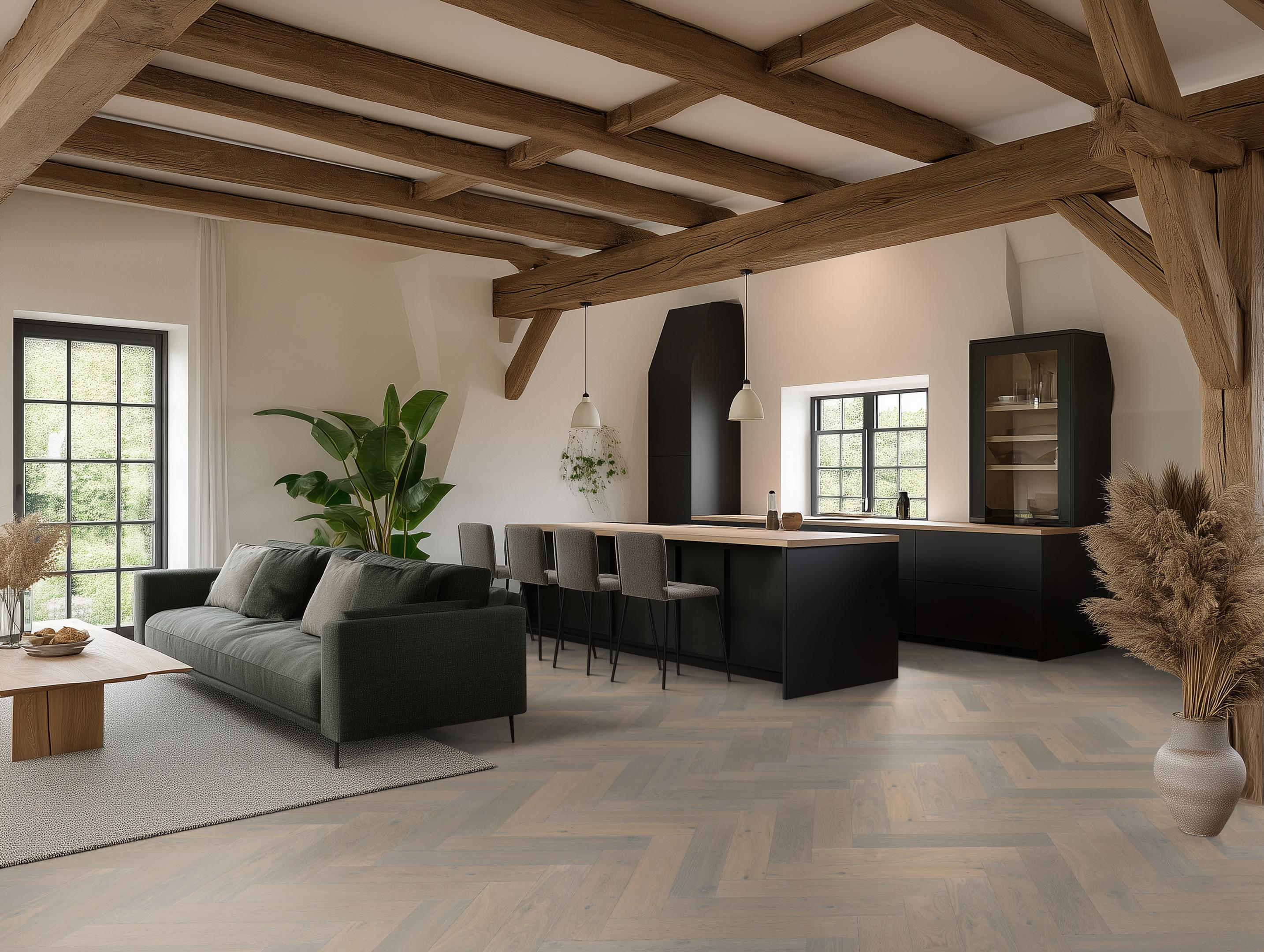 Beverly Hills visgraat rustiek dubbel gerookt wit 4104