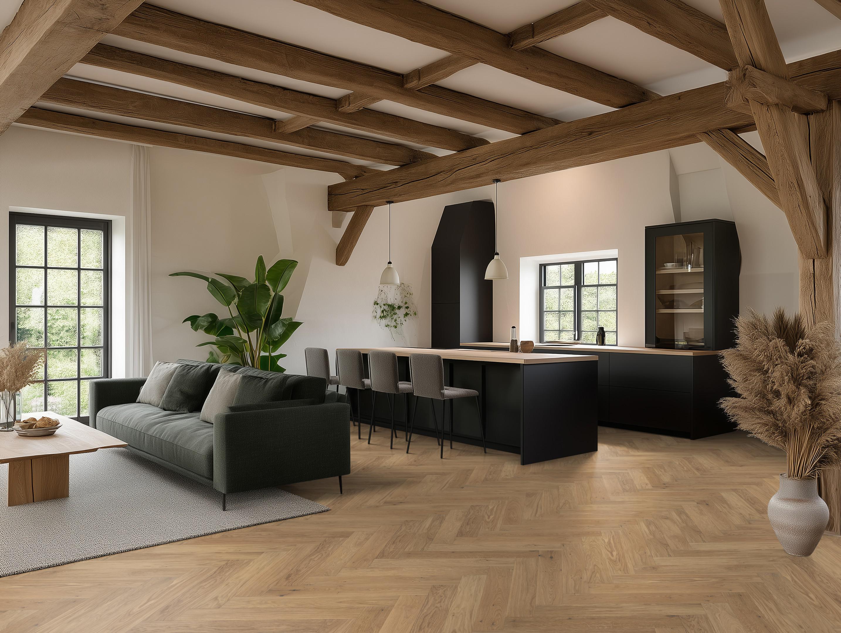 Encino visgraat rustiek wit