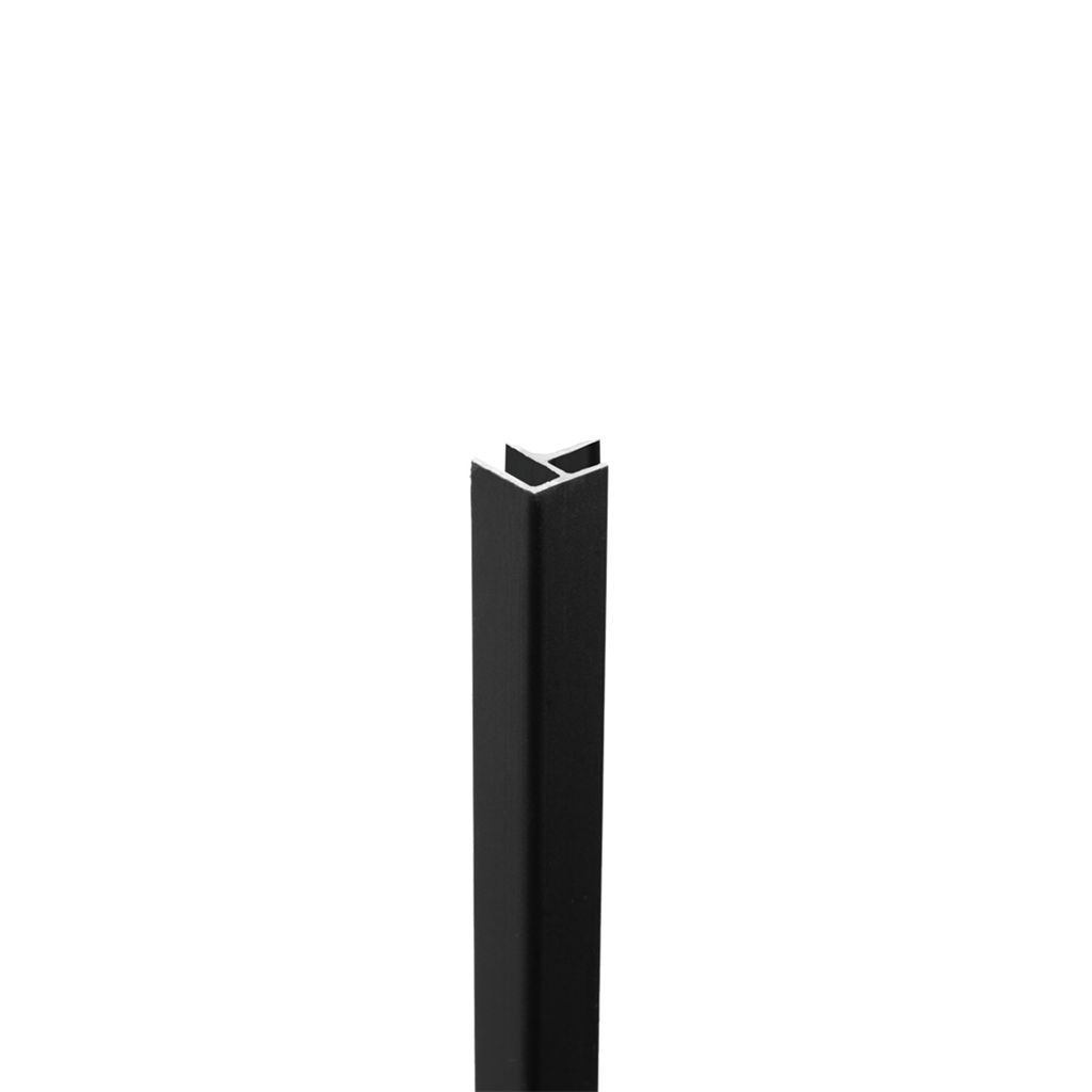 Binnen- en buitenhoekprofiel zwart pvc wand