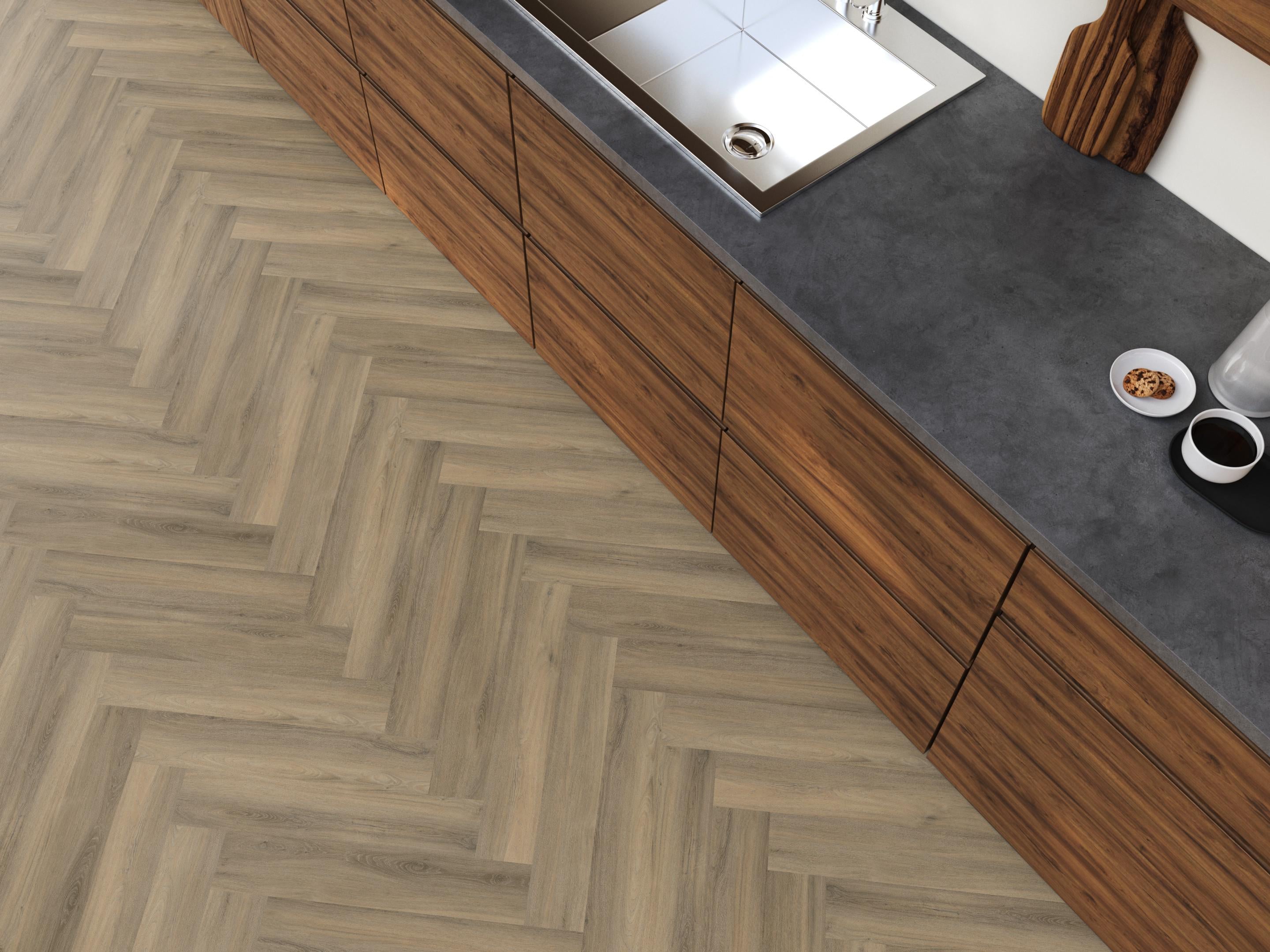 YUP Paddington Herringbone dryback lichtbruin